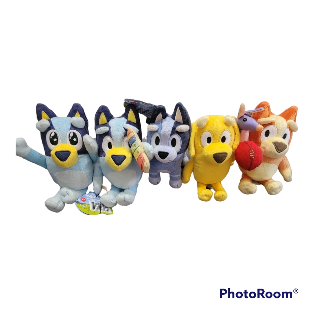 Bluey, stuffed animals, Bluey, Bluey w/ xylophone, Socks, Bingo w/Bob & Lucky